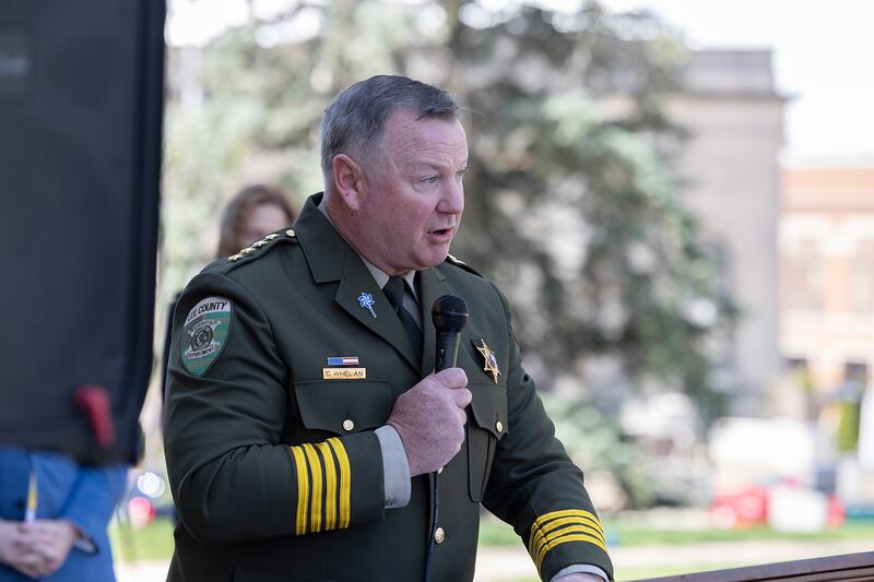 Lee County sheriff Clay Whelan speaks about statistics regarding child abuseFriday, April 19, 2024 during Hands Around the Courthouse in Dixon.
