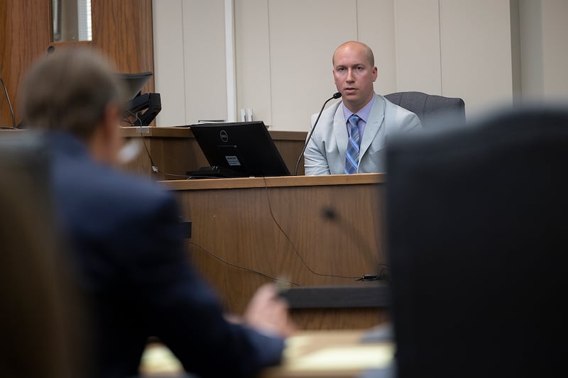 Illinois State Police special investigator Matthew Kipping testifies during a probable cause hearing for Matthew Herpstreith on Friday, June 13, 2025.