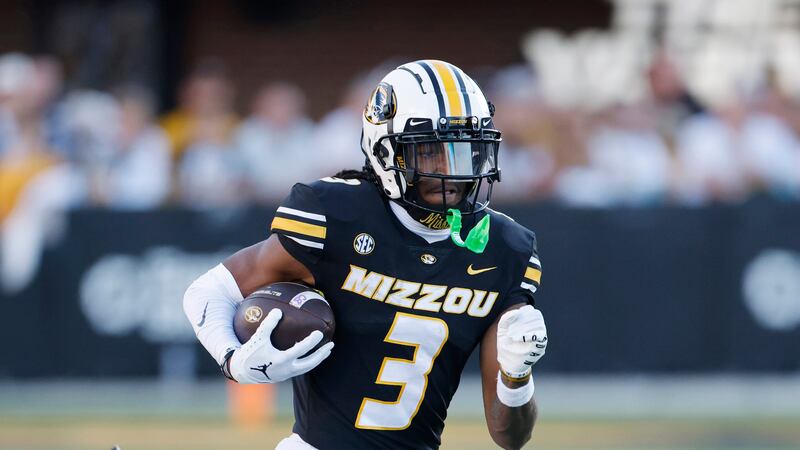 Missouri wide receiver Luther Burden III (3) during an NCAA football game on Saturday, Sept. 7, 2024, in Columbia, Mo. (AP Photo/Colin E. Braley)