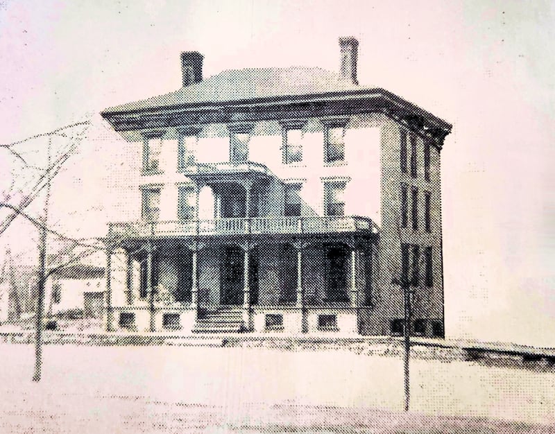 This photo, which now hangs in the Nachusa House lobby, is likely the earliest known image of the hotel. A fifth story, not present in this photo, was added in 1867.