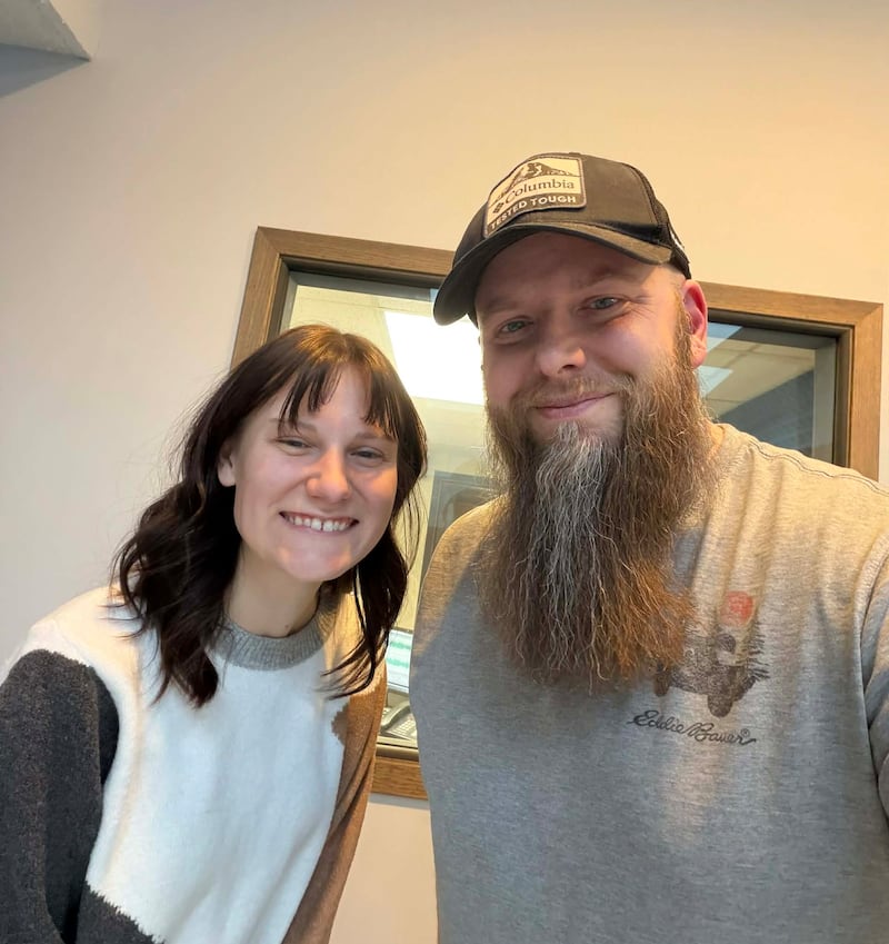 Shaw Local reporter Payton Felix (left) visit the WIXN radio station in Dixon to chat with morning show host and news director Brandon Clark (right) on Talk Line.