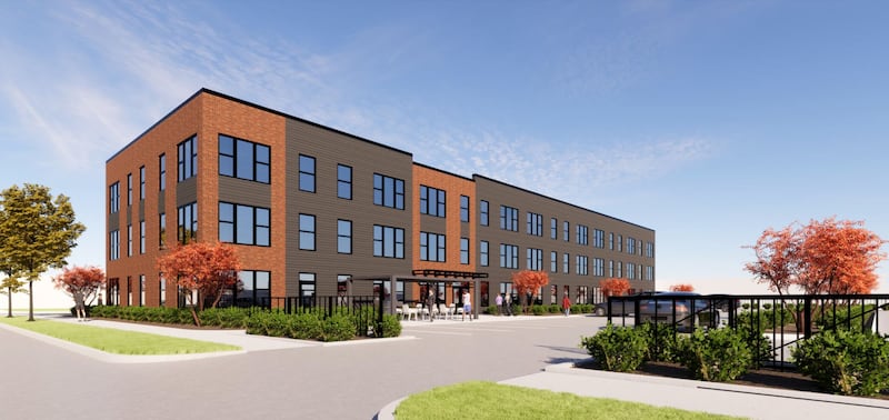 A rendering of the apartment project proposed by J. Jeffers & Co. as seen from East Station Street at the intersection of South Dearborn East Station Street in downtown Kankakee.