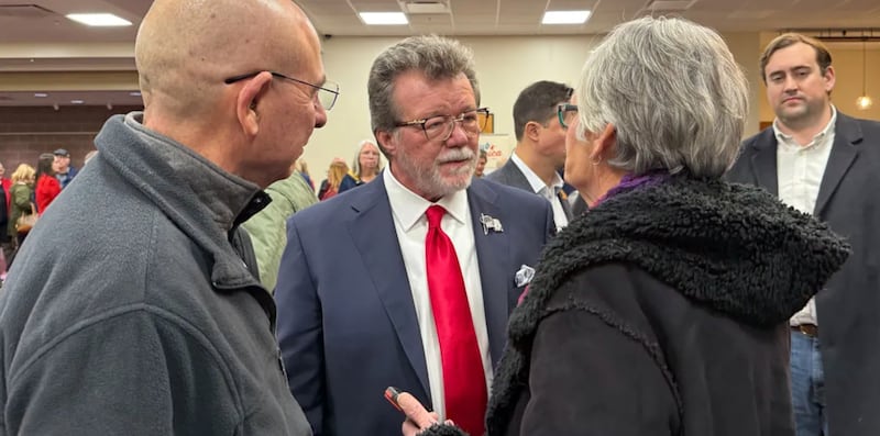 Rick Heidner, a Republican from Barrington, speaks to voters following a candidate forum in Tazewell County on Jan. 15, 2026
