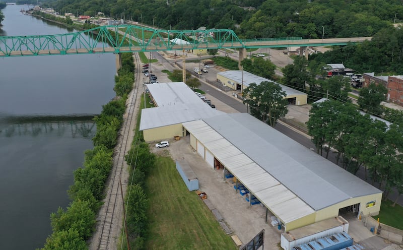 An aerial view of Maze Lumber on Tuesday, Aug. 12, 2025 in Peru.