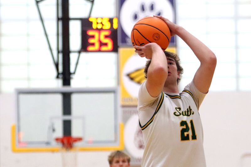 Crystal Lake South’s Ryan Morgan takes a free throw against Lakes in varsity boys basketball Hinkle Holiday Classic action on Friday, Dec. 26, 2025, at Jacobs High School in Algonquin.