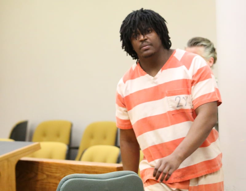 Courtney Perkins left a La Salle County courthouse Friday, July 25, 2025, happier than when he originally stood for his sentencing in 2023, when this photo was taken. Perkins remains convicted of armed violence following a Streator drug bust that went awry, but sentencing errors forced a judge Friday to trim his sentence from 29 years to 21.