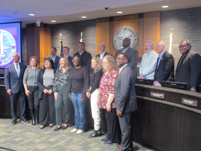 Sixteen of the 17 members of the new Comprehensive Plan Advisory Board line up for a group shot after their first meeting on Wednesday. March 5, 2025