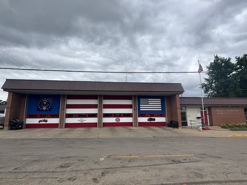The Rochelle Fire Department recently painted its doors in honor of America's 250th anniversary, an homage to the way the doors were painted in 1976.