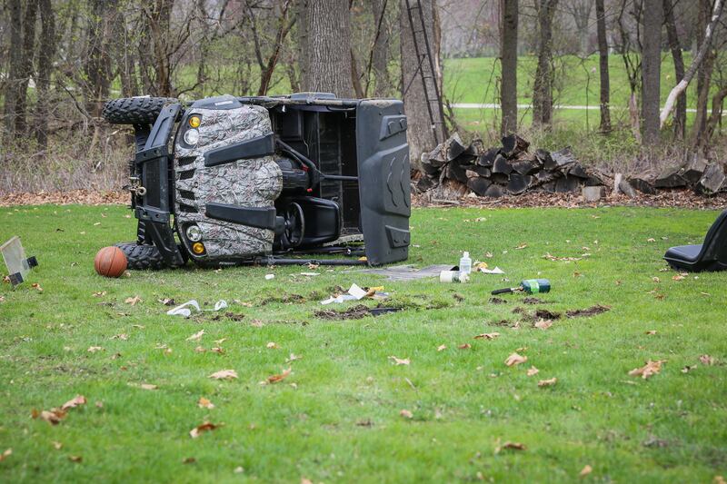 Three people were injured when a UTV rolled over Saturday, April 19, 2025 near Cary.