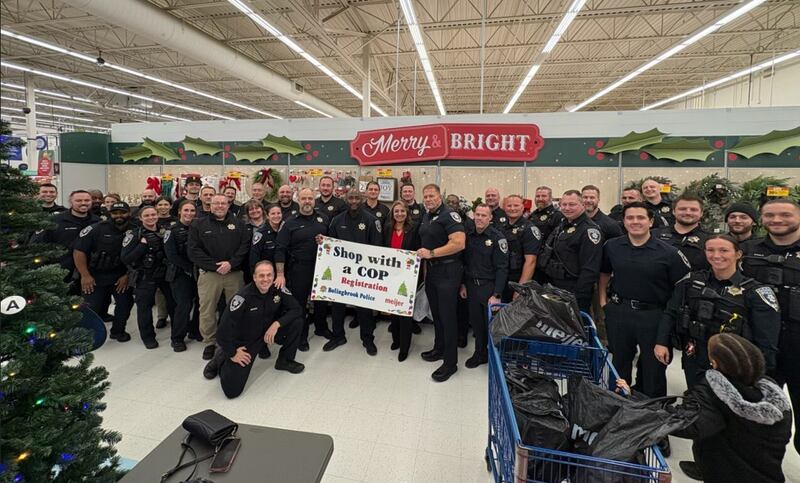 Bolingbrook Police officers get ready for the "shop with a cop" event at Meijer.