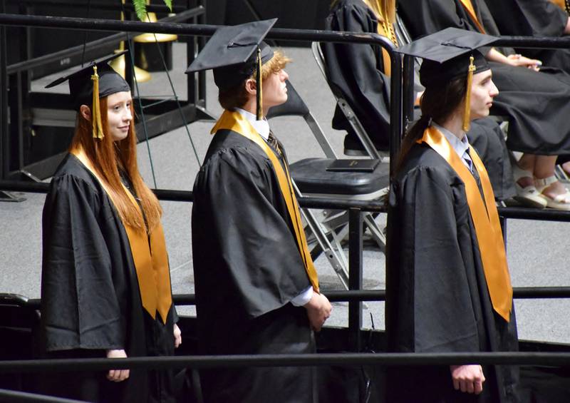 Sycamore High School seniors line up to receive their diplomas during the commencement ceremony for the Class of 2022. The commencement was held Sunday, May 22, 2022 at Northern Illinois University's Convocation Center in DeKalb.