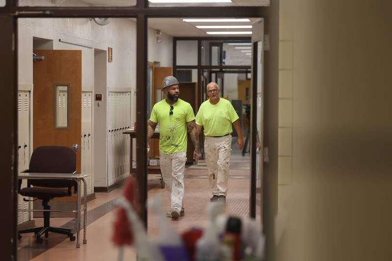 Berglund Construction crews do a last minute work at Lockport Township High School Central Campus on Friday before the first day of school on Monday, Aug. 19, 2024.