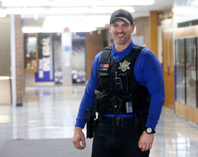 Adam Gutshall Princeton Police Department School Resource Officer, poses for a photo on Wednesday, April 1, 2026 inside Princeton High School.