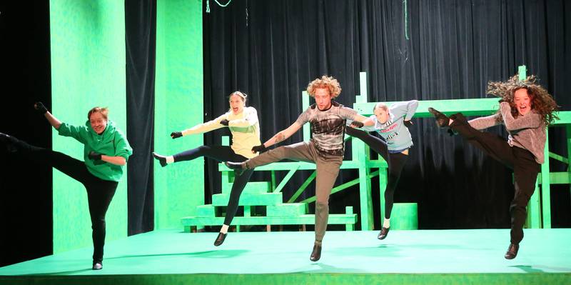 The cast of "Tarzan" acts out a scene during a rehearsal on Thursday, Jan. 16, 2025 at Stage 212 in La Salle.