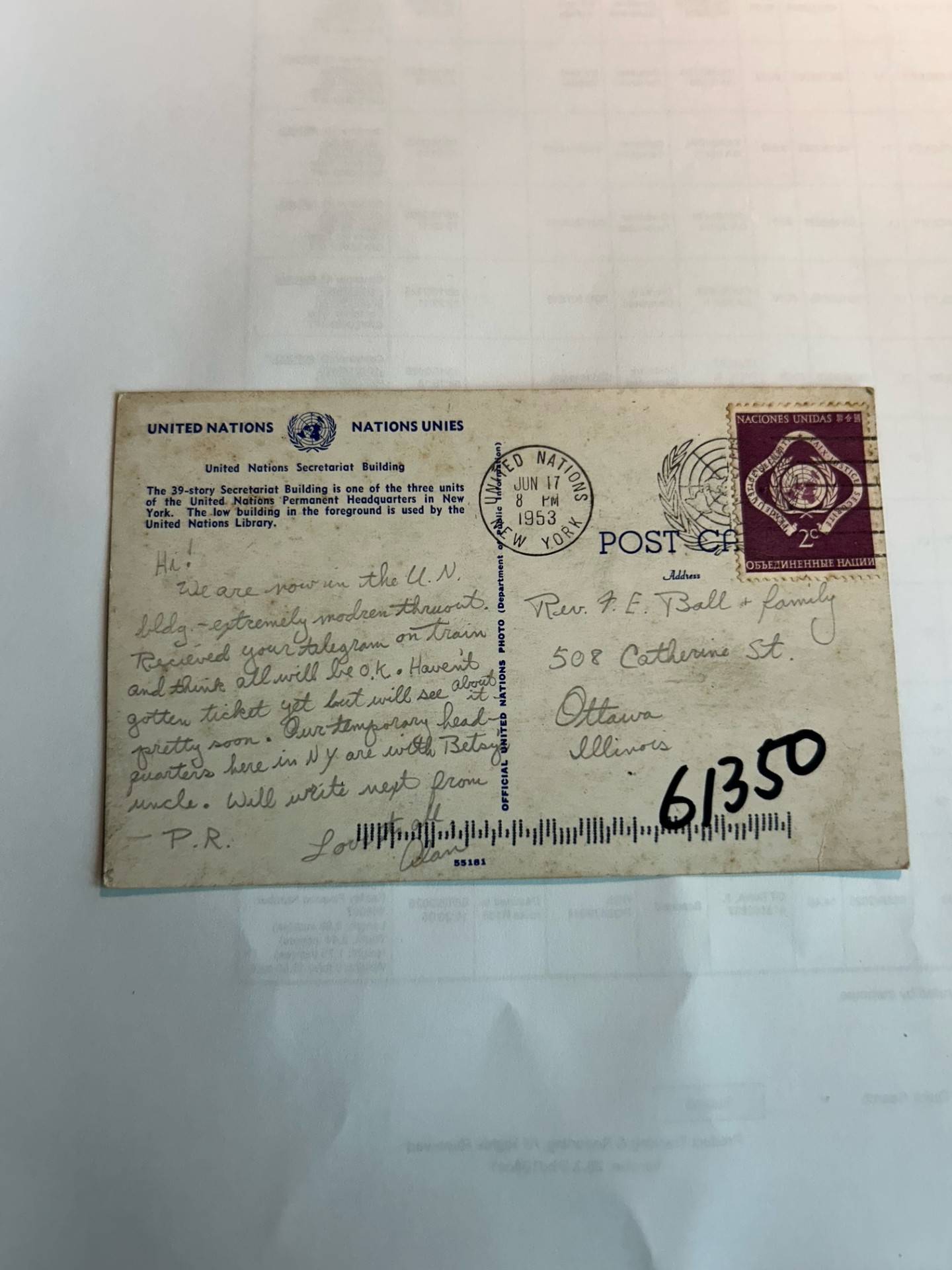 Anybody remember the Rev. F.E. Ball? The Ottawa Post Office would like to get this postcard, mailed in 1953, to Ball's next of kin.