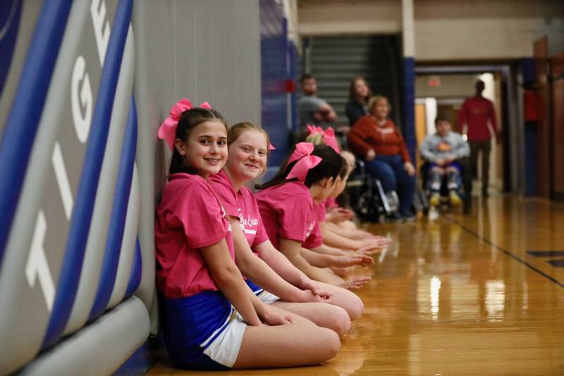 Fight like Erin NightLogan cheerleaders Annie Thompson and Payten Harden lead the cheers for the Fight like Erin Night.