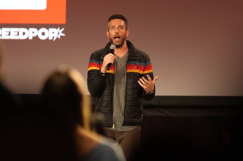 Actor Zackary Levi, from the show Chuck and the Shazam movie, answers a question by Jackie Rogers, of Bolingbrook, at C2E2 Chicago Comic & Entertainment Expo on Friday, March 31, 2023 at McCormick Place in Chicago.