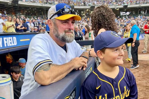 Danny Kolb shares a big league experience with son Korbyn in Milwaukee 
