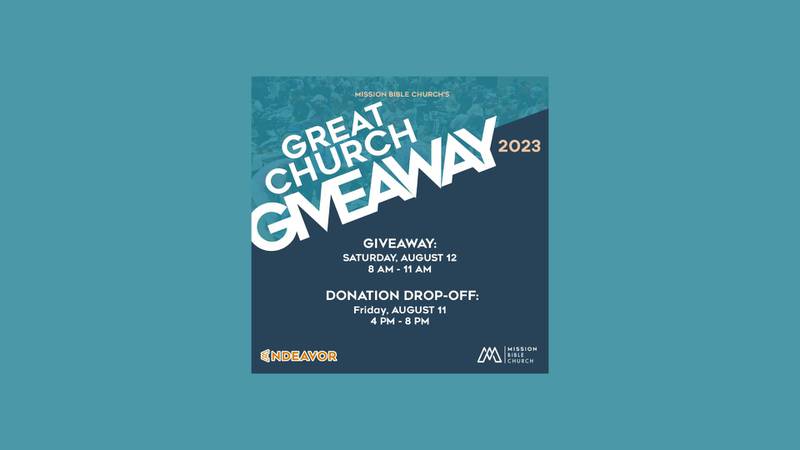 The flyer for the Great Church Giveaway 2023.