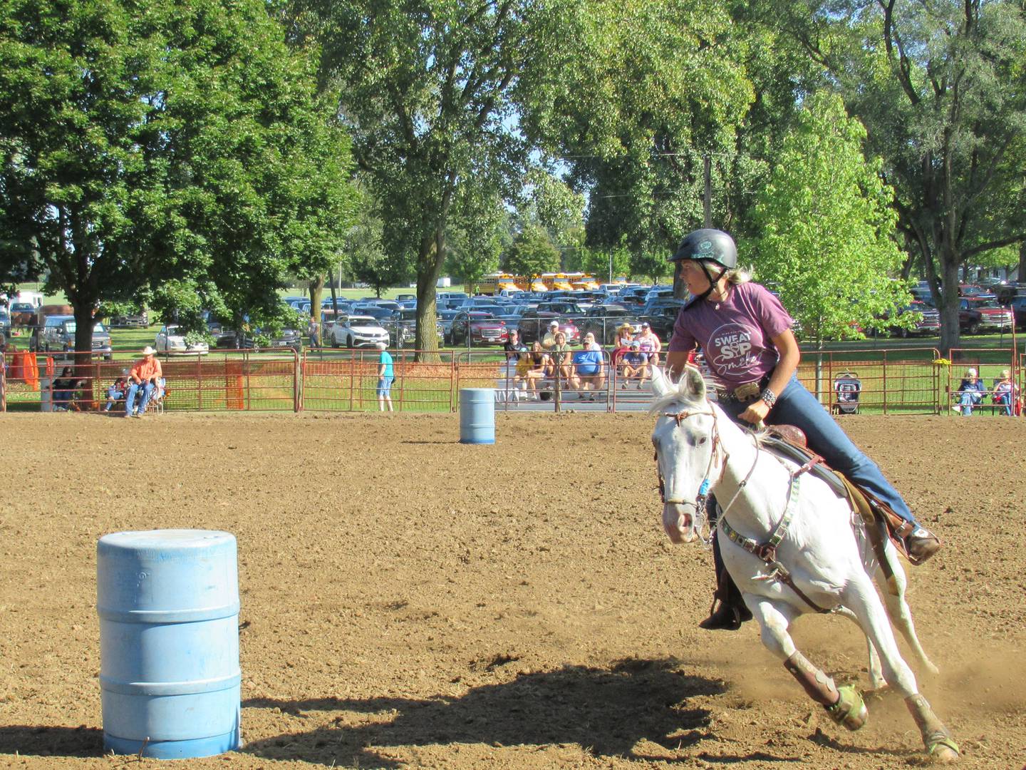 Contestant competing in the western horse show's barrel racing event at the Sandwich Fair at 10 a.m. on Wednesday Sept. 7 2022.