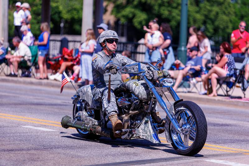 Custom Army Strong motorcycle at the Memorial Day parade on Monday, May25,2026 in St. Charles.