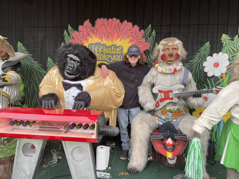 Crystal Lake area resident Jacob Mickan prepares the museum's complete Rock-afire Explosion set for its first summer concert season on the museum grounds.