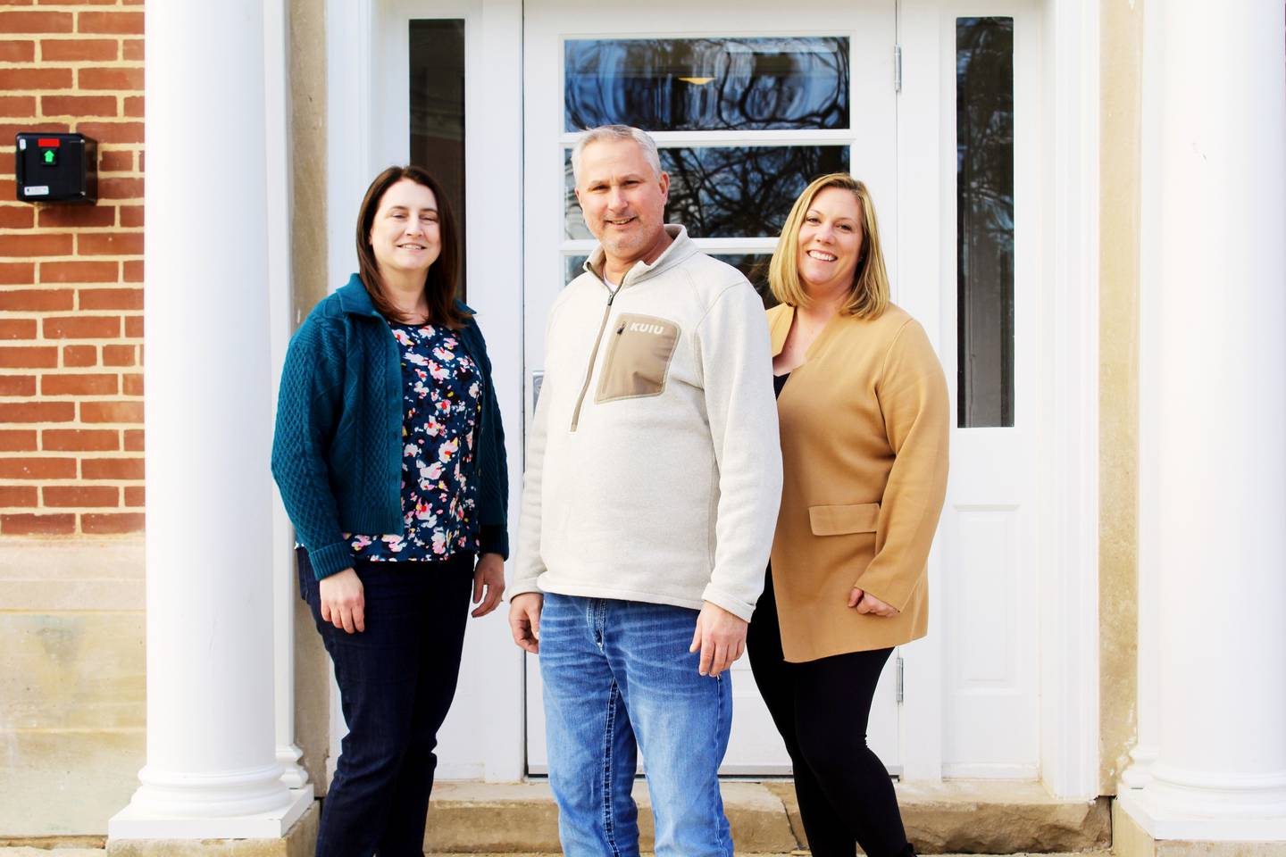 Bringing the former Shimer College campus in Mount Carroll back to life as Shimer Square has been a multi-year focus for Economic Growth Corporation of Rock Island, whose driving force includes (from left) chief financial officer Cindy Berg, construction manager Andy Fisher and vice president Beth Payne.