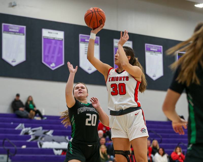 Lincoln Way Central's Angelina Panos (30) puts up a shot in the WJOL Tournament Championship game. Nov 18, 2023.