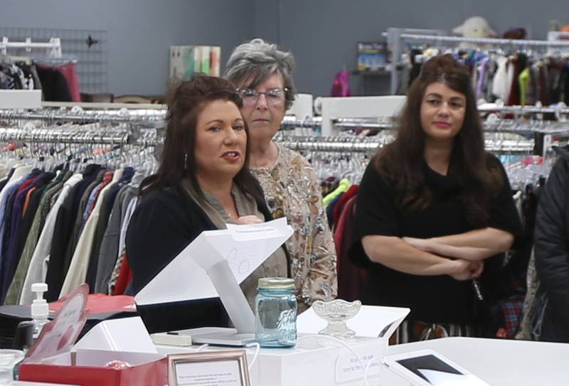 Jennifer Conwell store manager at the Princeton Closet speaks to members of the community when they distributed $215,000 to 35 organizations throughout Bureau County on Tuesday, Jan. 17, 2023 in Princeton.