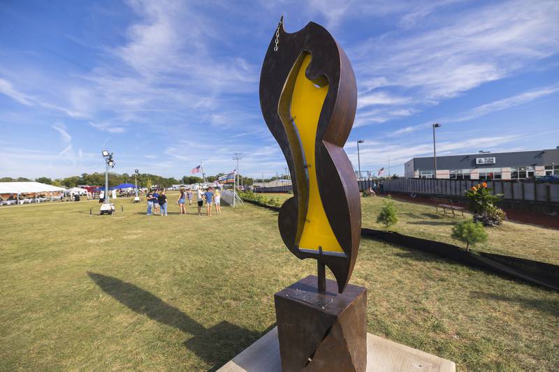 “Glow From Within” by Tim Adams is one of nine new works on display at RB&W Park in Rock Falls. Rock Falls Tourism held their annual Art in the Park Sculpture Walk” Saturday, Sept. 2, 2023.