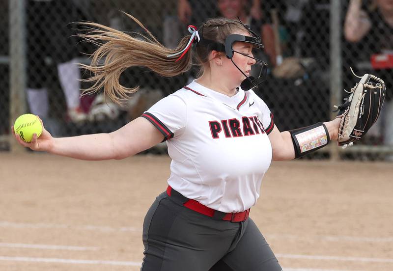 Ottawa’s Peyton Bryson delivers a pitch during their game against Sycamore Thursday, May 2, 2024, at Sycamore High School.