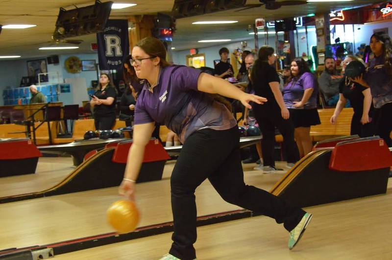 Rochelle's Barbara Palmer lets go of a shot during a recent bowling meet.