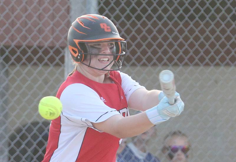 Earlville's Samantha Knauf strikes out swinging against Newark during the Class 1A Regional final on Thursday, May 22, 2025 at Indian Creek High School in Shabbona.