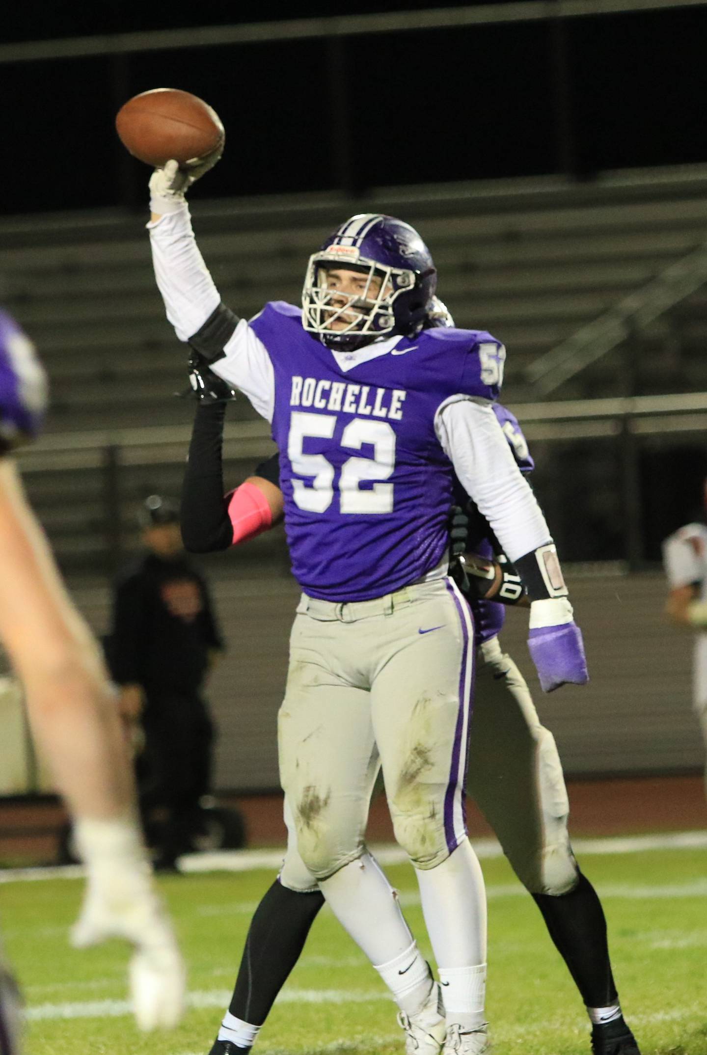 Rochelle's Cooper Holmgren recovers the ball during Friday's game with Waterloo.