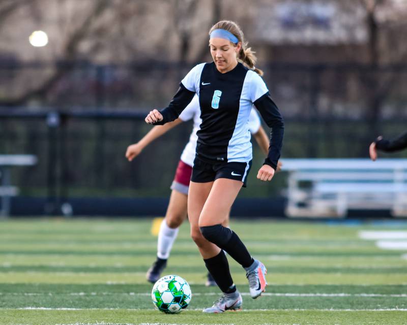 Willowbrook's Brooke Vandergrift (6) advances the ball during soccer match between Morton at Willowbrook. April 14, 2022.