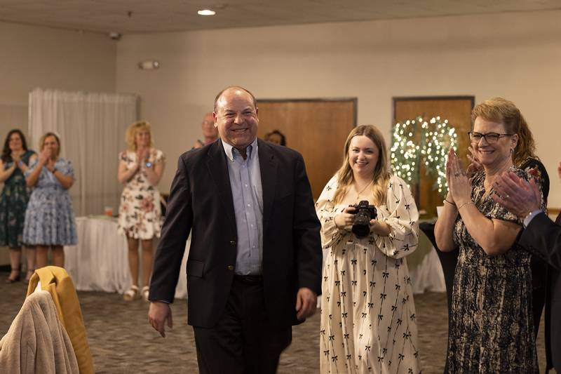 Chris Hammitt takes the stage after being named the 2025 Dixon Citizen of the Year Friday, April 4, 2025, at Discover Dixon’s Best of Dixon gala.