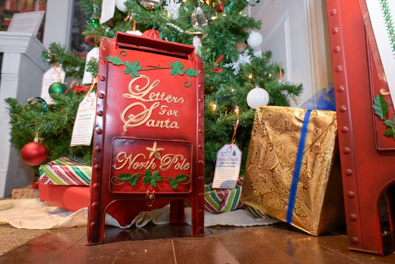 A mailbox for letters to Santa in Santa’s Geneva workshop on Saturday, Dec 20, 2025 in Geneva.