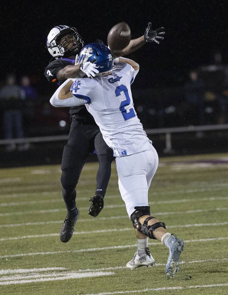 Newman’s Renner Rosengren interferes with El Paso’s Cha’von Maxon Saturday, Nov. 8, 2025.