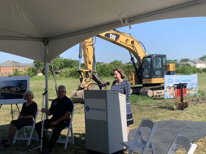 VNA Health Care President and CEO Linnea Windel speaks Tuesday, June 21, 2021 at a groundbreaking ceremony for a VNA health facility at 1501 W. Jefferson St. in Joliet.