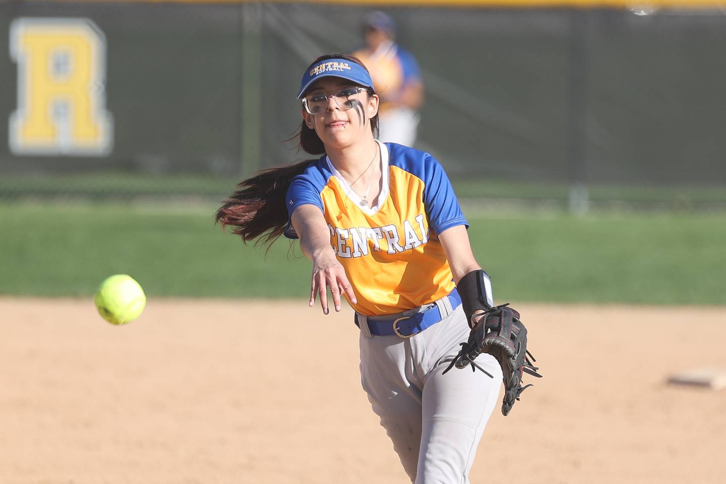 Joliet Central’s Sienna Ibarra delivers a pitch against Joliet West on Tuesday, April 9, 2024.