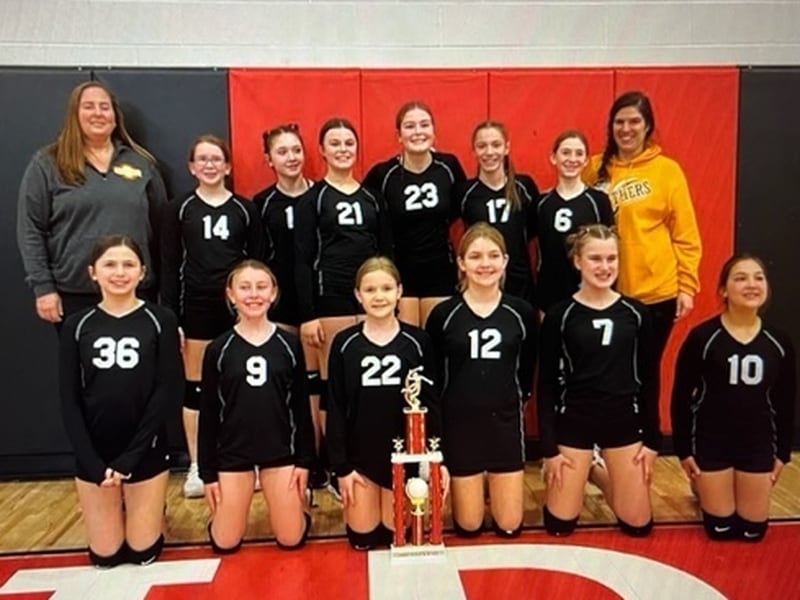 The Putnam County Lady Pumas 6th Grade Puma volleyball team won the Peru Parkside  Spikers Tournament.