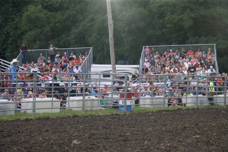 A large crowd attends the Broken Horn Rodeo at the La Salle County 4-H Show and Junior Fair on Friday, July 14, 2023 in Ottawa.