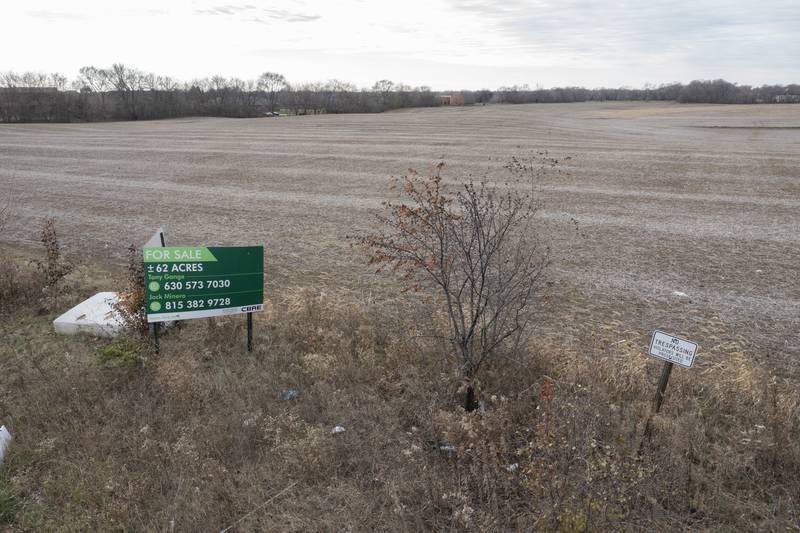 The undeveloped land north of Congress Parkway and east of South Main Street in Crystal Lake photographed on Saturday, December 4, 2021, is the site of a potential Amazon warehouse