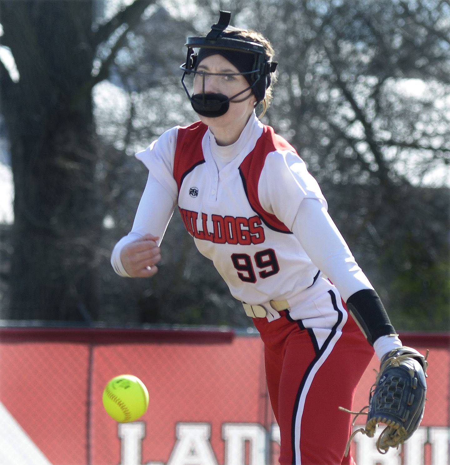 Streator starting pitcher Makenna Ondrey lets go with a pitch against La Salle Peru Wednesday at Streator.