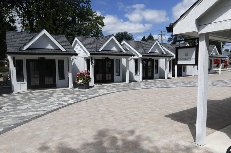 The new tiny shops at Miller Point Park on Aug. 30, 2023. The city started construction on March 20 to upgrade Miller Point Park, which will be officially unveiled to the public on Saturday at Light the Night. The $2.27 million construction cost includes nearly $600,000 in private donations.