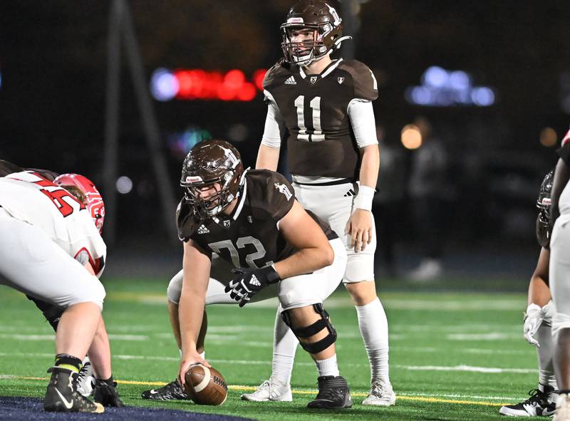 Joliet Catholic's Lucas Simulick (11) in action during the IHSA Class 5A first round playoff game against Jacksonville on Saturday, Nov 02, 2024 at Joliet. (Dean Reid for Shaw Local News)