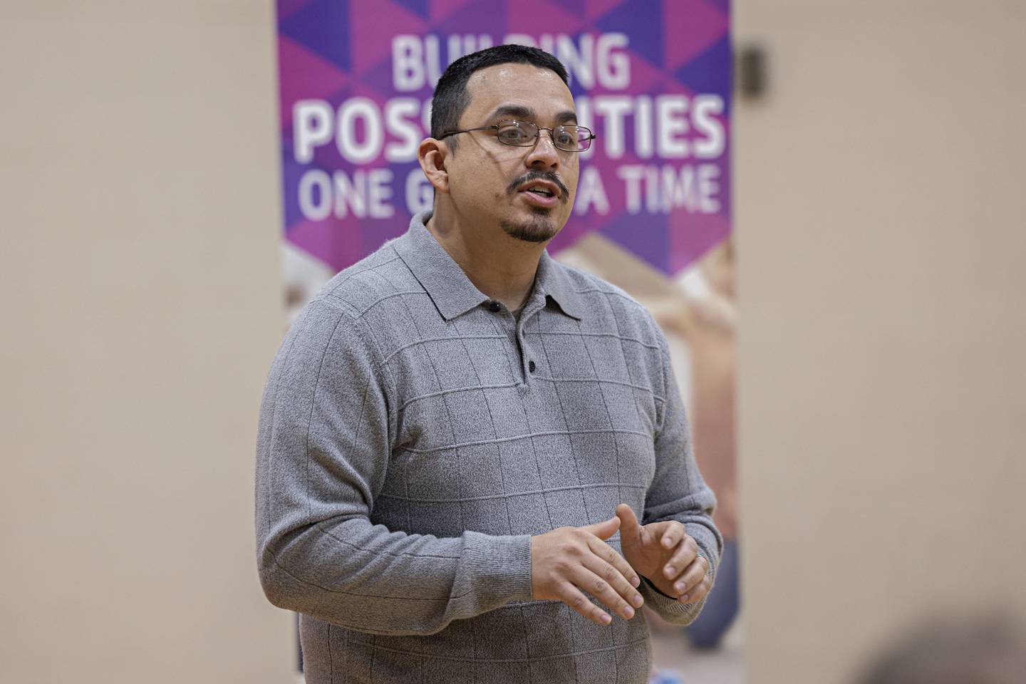 Dixon mayor Li Arellano says a few words Thursday, April 6, 2023 during the announcement at the YMCA.