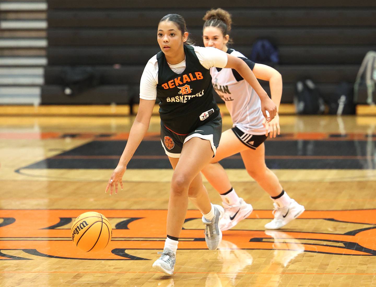 DeKalb’s Alicia Johnson brings the ball up court during their win over Boylan in summer action Monday, June 17, 2024, at DeKalb High School.