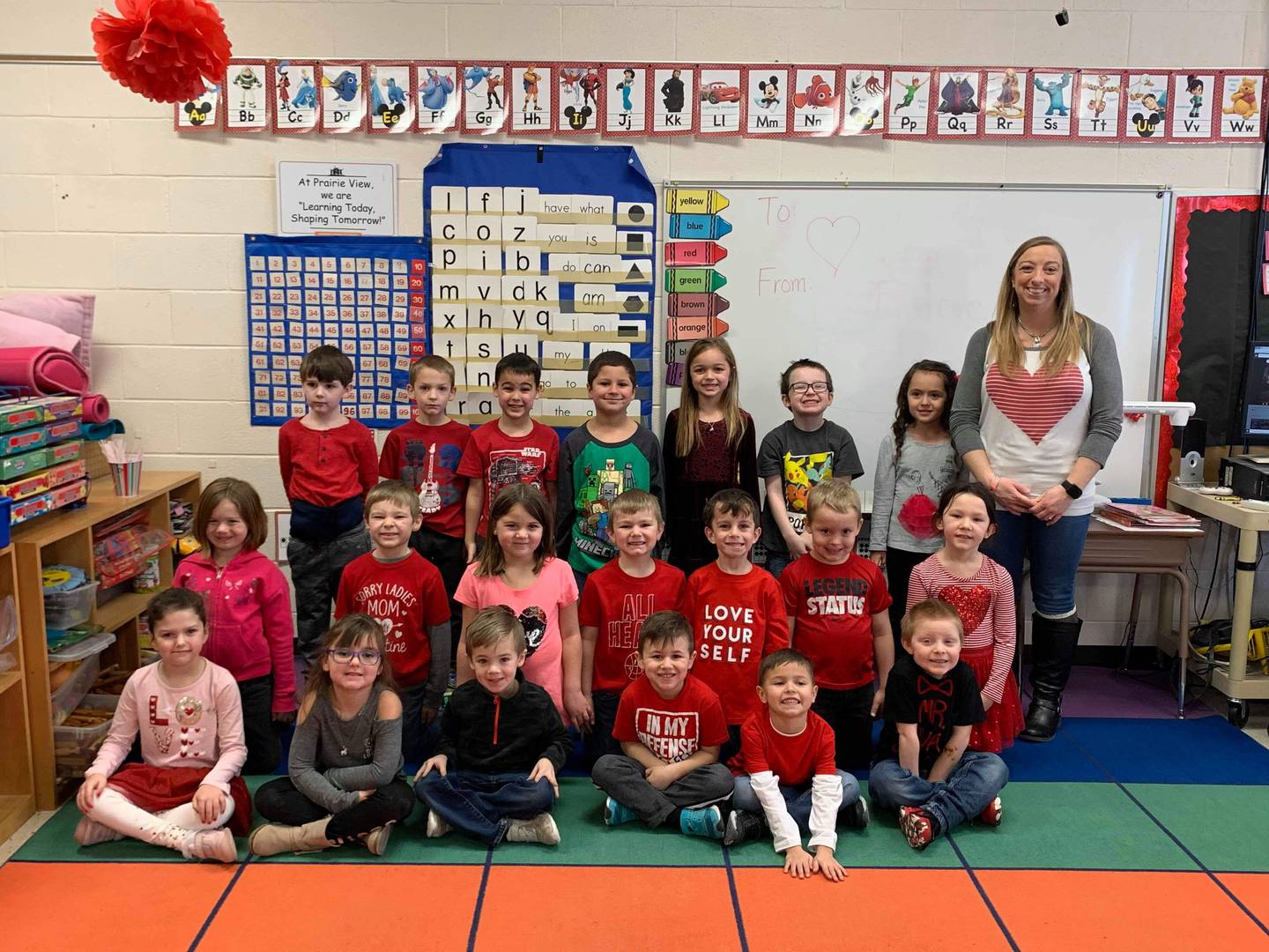 Yvonne Kedzierski with her kindergarten class at Prairie View Elementary. (Photo Provided)