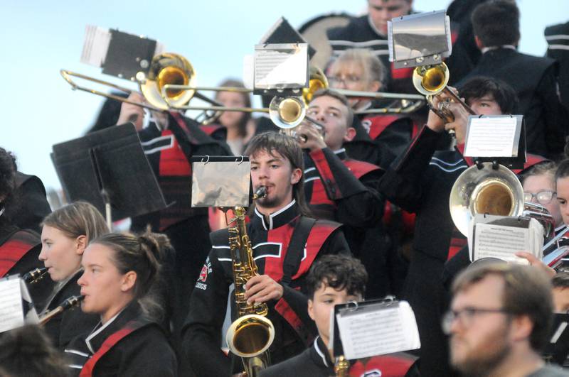 The Streator marching band performs on Friday, Aug. 29, 2025 at Doug Dieken Stadium in Streator.